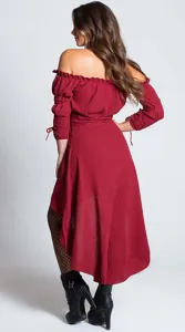 Retro off shoulder high low dress for women vintage disco party stage performance costume