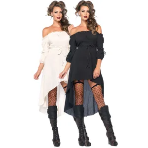 Vintage Ancient Greek Goddess Off-Shoulder High-Low Dress Women Medieval Renaissance Costume Stage Performance Party Dance Dress