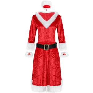 Femmes Noël Mère Noël costume cosplay robe détails, sexy tenue de fête de vacances.