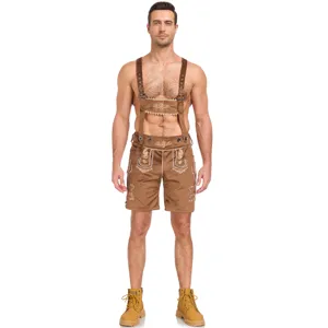 Men's Oktoberfest Lederhosen costume traditional German beer festival suspender shorts.