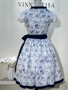 Bavarian German Dirndl beer festival dress blue floral maid costume for women S-XL
