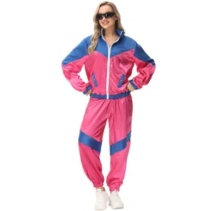 Vintage 80s retro colorblock φόρμα κοστούμι για ντίσκο πάρτι και μουσικό φεστιβάλ.