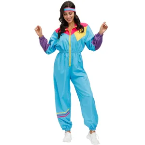 Retro 70s 80s disco jumpsuit women vintage colorful party ski suit Halloween costume