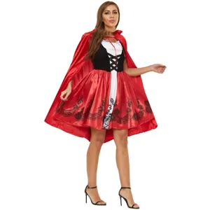 Sexy Little Red Riding Hood costume with cape and dress for Halloween cosplay events.