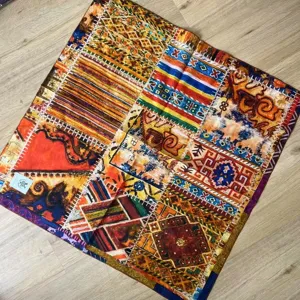 Foulard carré en coton patchwork peinture à l'huile rétro vintage élégant bandeau