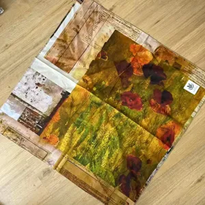 Carre foulard 100% coton imprime peinture a l'huile vintage bandeau detail vue mode chic