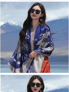 Ethischer Jacquard Kaschmir-Gefühl Damen Schal für Reisen, warme Oberbekleidung Winter