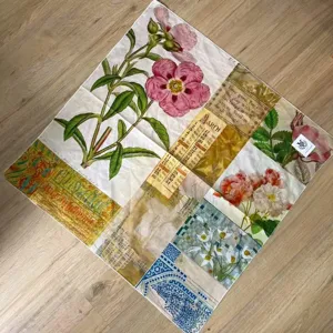 Foulard carré en coton patchwork avec peinture à l'huile rétro imprimé floral vintage.