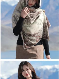 Ethnisch Stil Damen Jacquard Kaschmir Schal warmer Winter Reiseschal draußen