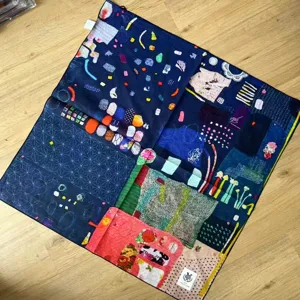 Foulard carre en coton imprime patchwork style retro vintage japonais bandeau cheveux