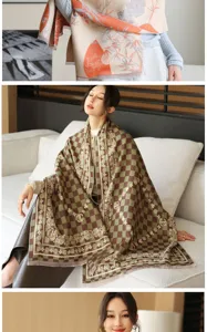 Elegant women autumn winter cashmere feel shawl scarf luxury pattern design warm wrap