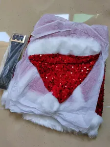 Sexy sequin Christmas costume set with hat and belt, perfect for holiday party stage show.