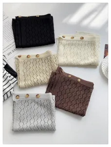 Korean style summer hollow knit layering mini skirt womens casual versatile wrap skirt