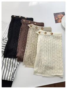 Korean style hollow knit half skirt versatile layering skirt chic summer fashion apparel