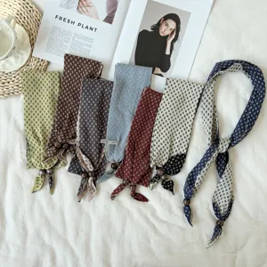 Japanese vintage autumn winter knitted small scarf stylish jacquard neckerchief accessories