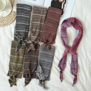 Japanese retro autumn winter knitted small scarf patterned neckerchief chic fashion accessory