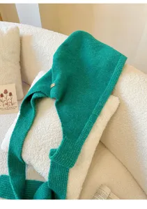 Passamontagna lavorato a maglia sciarpa inverno caldo copricapo nastro lungo alla moda chic