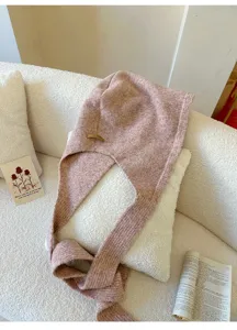 Berretto sciarpa lavorato a maglia inverno caldo spesso elegante cappuccio casual donna