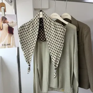 Écharpe triangulaire tricotée à pois vintage pour femmes printemps automne châle lin
