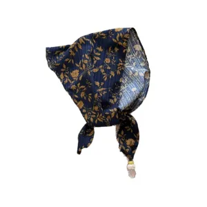 Retro floral triangle headscarf bandana vintage cloth hair wrap with tie decor style