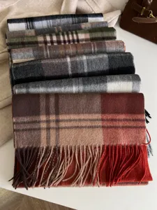 Autumn winter classic plaid scarf vintage tartan fringe shawl warm couple wrap