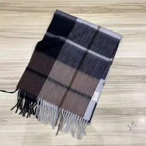Autumn winter retro plaid scarf detail wool warm cozy tassel women fashion accessory stylish.
