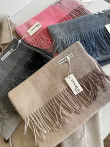 Cozy women autumn winter 100% wool scarf classic fringe warm stylish solid color neck wrap