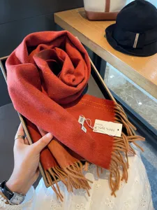Winter women's 100% wool long tassel scarf dual color warm cozy winter neck wrap apparel