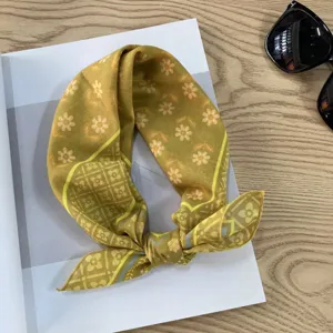 Pure cotton retro floral small square scarf spring summer neckerchief accessory chic