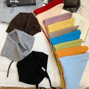 Damen Herbst Winter Einfarbig Gestrickt Dreieckstuch Mode Vielseitig Warm Kopftuch Schal Strick Kopfwickel Zubehör