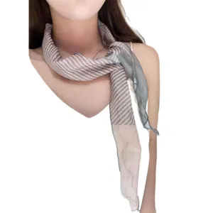 Japanese retro striped thin silk scarf, versatile spring and summer neckerchief.
