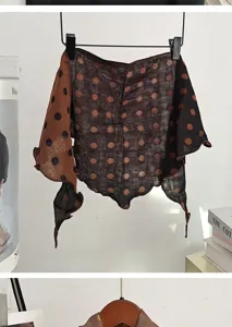 Retro Punkte Baumwoll Dreiecktuch, doppelseitiges Vintage Kopftuch und Halsaccessoire für Damen.