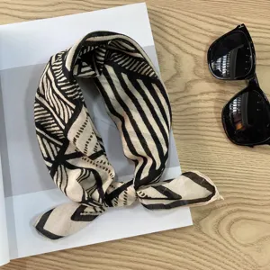 Japanese Retro Cotton Geometric Polka Dot Square Scarf Spring Summer Breathable Fashion Bandana Women Head Scarf