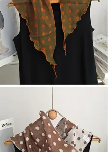Retro Baumwoll Dreieckstuch, Vintage Pünktchen Design, schickes Damen Halstuch.