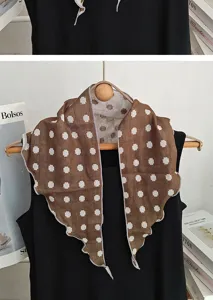 Retro Baumwoll-Dreischeuertuch mit geometrischem Print, stilvolles Halstuch und Haarband für Damen.