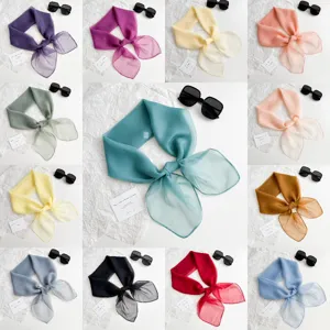 Damen Mode einfarbig quadratisch Schal weich leicht Nylon Halstuch elegant Kopfschal tägliche Pendelaccessoires