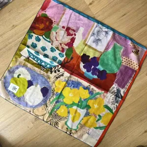 Foulard carré en coton imprimé peinture à l'huile rétro vintage pour bandeau de cheveux.