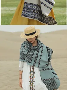 Ethischer Stil Damen Jacquard Kunstkaschmir warmer Mode Winter Reise Schal Oberbekleidung