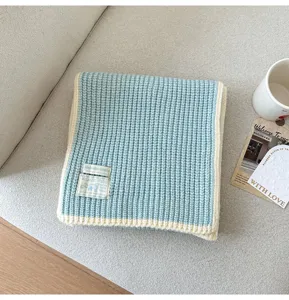 Korean sweet wool blend knitted scarf winter warm candy color stylish couple neck wrap