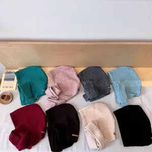 Set sciarpa passamontagna in maglia oversize cappello invernale caldo in lana con lunghi nastri