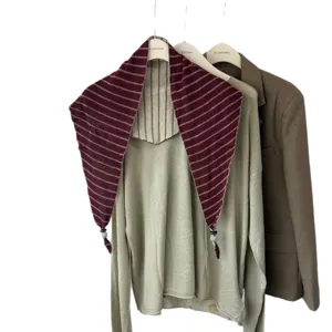 Korean style autumn double-sided striped triangular scarf matching knit top outfit main image