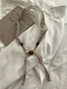 Linnen kraal sjaal vintage stijl ketting zomer vrouwen elegante lange halsdoek accessoire