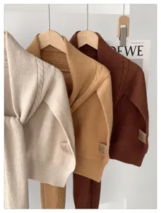 Cozy knit shawl scarf solid color winter warm layered woolen bolero cape for women detail view