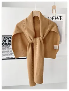 Women knit shawl scarf camel winter warm wrap versatile stylish elegant comfortable