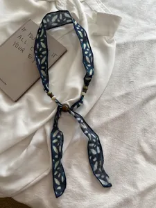 Linnen kraal lint ketting detail blauw vintage stijl mode accessoires chic voor
