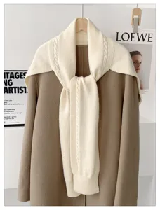 Women knitted shawl winter warm wool blend scarf elegant draped cape stylish thick neck warmer