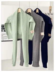 Women autumn winter knitted shawl scarf versatile solid color warm cozy stylish clothing item