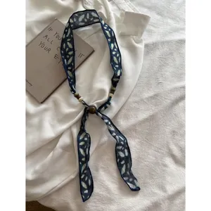 Mori stijl blauw tie-dye linnen kralen zijden sjaal ketting vrouwen retro literaire chic