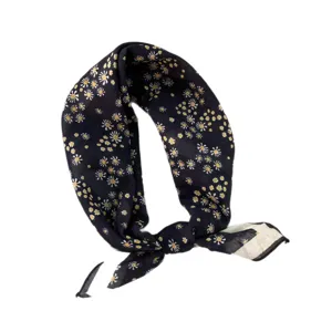 Japanese vintage small floral cotton square scarf, elegant necktie and stylish accessory for women.