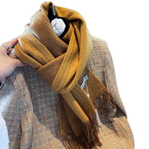 Winter Australian 100% wool scarf women double-sided warm long tassel fashion neck wrap